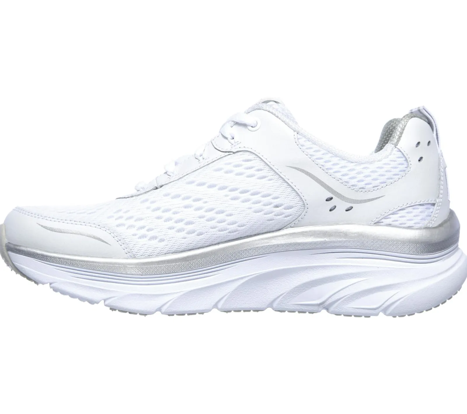Com Atacadores|Sapatilhas-SKECHERS Relaxed Fit: D'Lux Walker - Infinite Motion BRANCO / PRATEADO