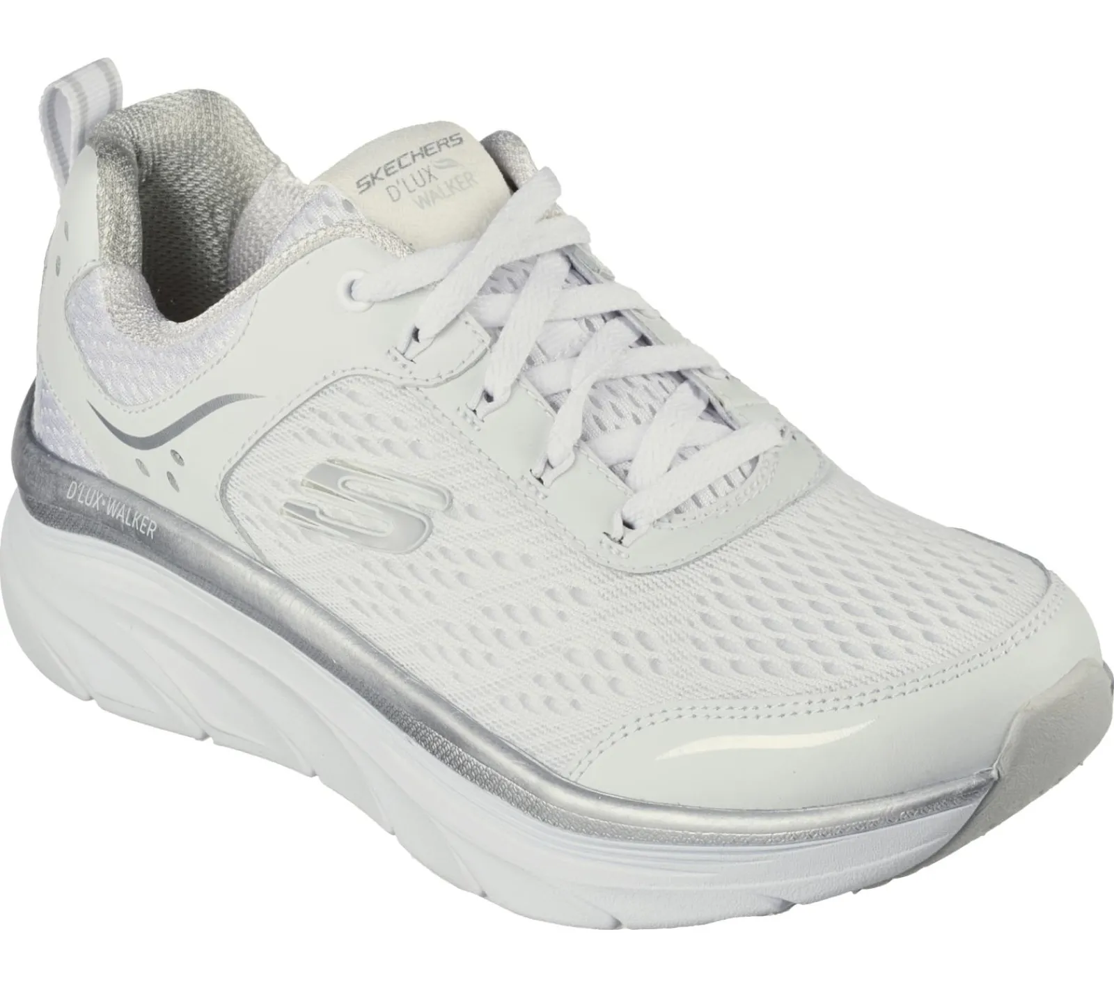 Com Atacadores|Sapatilhas-SKECHERS Relaxed Fit: D'Lux Walker - Infinite Motion BRANCO / PRATEADO