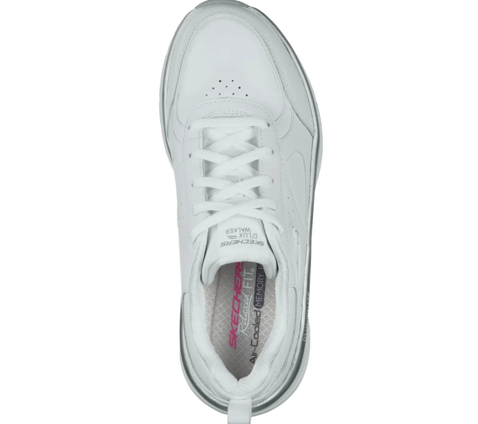Com Atacadores|Sapatilhas-SKECHERS Relaxed Fit: D'Lux Walker - Timeless Path BRANCO / PRATEADO