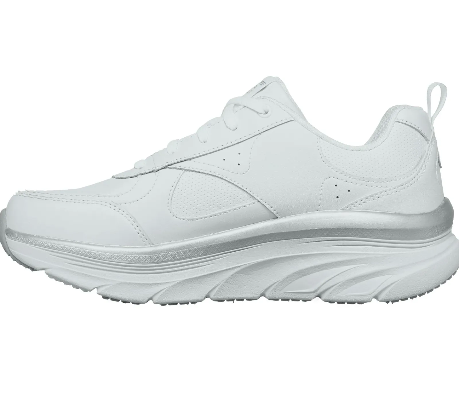 Com Atacadores|Sapatilhas-SKECHERS Relaxed Fit: D'Lux Walker - Timeless Path BRANCO / PRATEADO