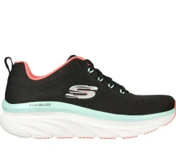 Com Atacadores|Sapatilhas-SKECHERS Relaxed Fit: D'Lux Walker - Fresh Finesse PRETO / MENTA