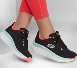 Com Atacadores|Sapatilhas-SKECHERS Relaxed Fit: D'Lux Walker - Fresh Finesse PRETO / MENTA