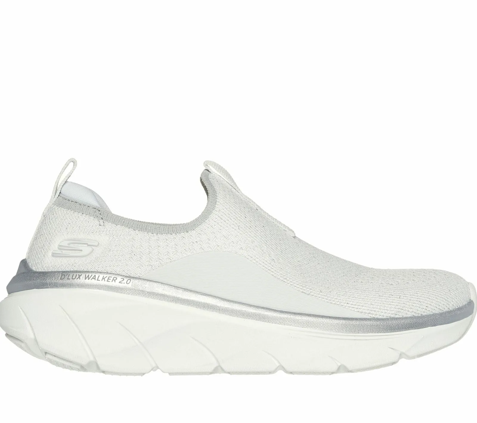 Calçado Sem Atacadores|Sapatilhas-SKECHERS Relaxed Fit: D'Lux Walker 2.0 - Sparkle Forever BRANCO / PRATEADO
