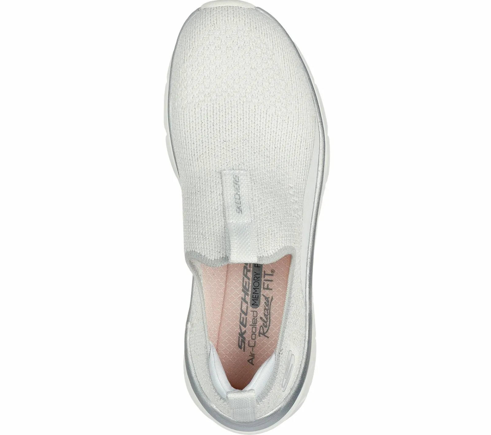 Calçado Sem Atacadores|Sapatilhas-SKECHERS Relaxed Fit: D'Lux Walker 2.0 - Sparkle Forever BRANCO / PRATEADO