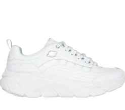 Com Atacadores|Sapatilhas-SKECHERS Relaxed Fit: D'Lux Walker 2.0 - Golden Step BRANCO / PRATEADO