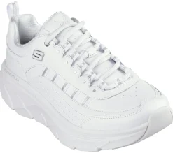 Com Atacadores|Sapatilhas-SKECHERS Relaxed Fit: D'Lux Walker 2.0 - Golden Step BRANCO / PRATEADO