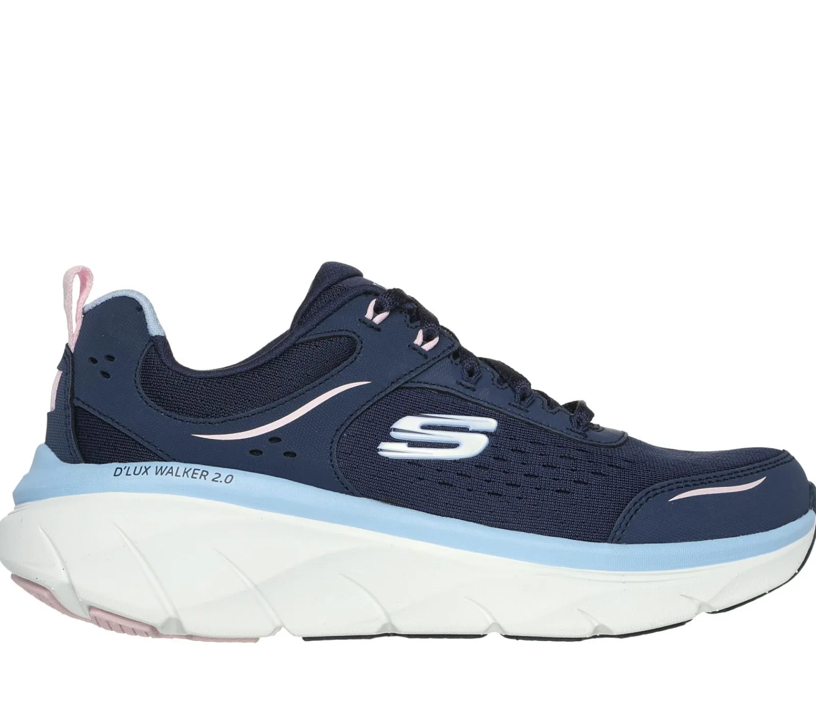 Com Atacadores|Sapatilhas-SKECHERS Relaxed Fit: D'Lux Walker 2.0 - Daisy Doll NAVY / ROSA