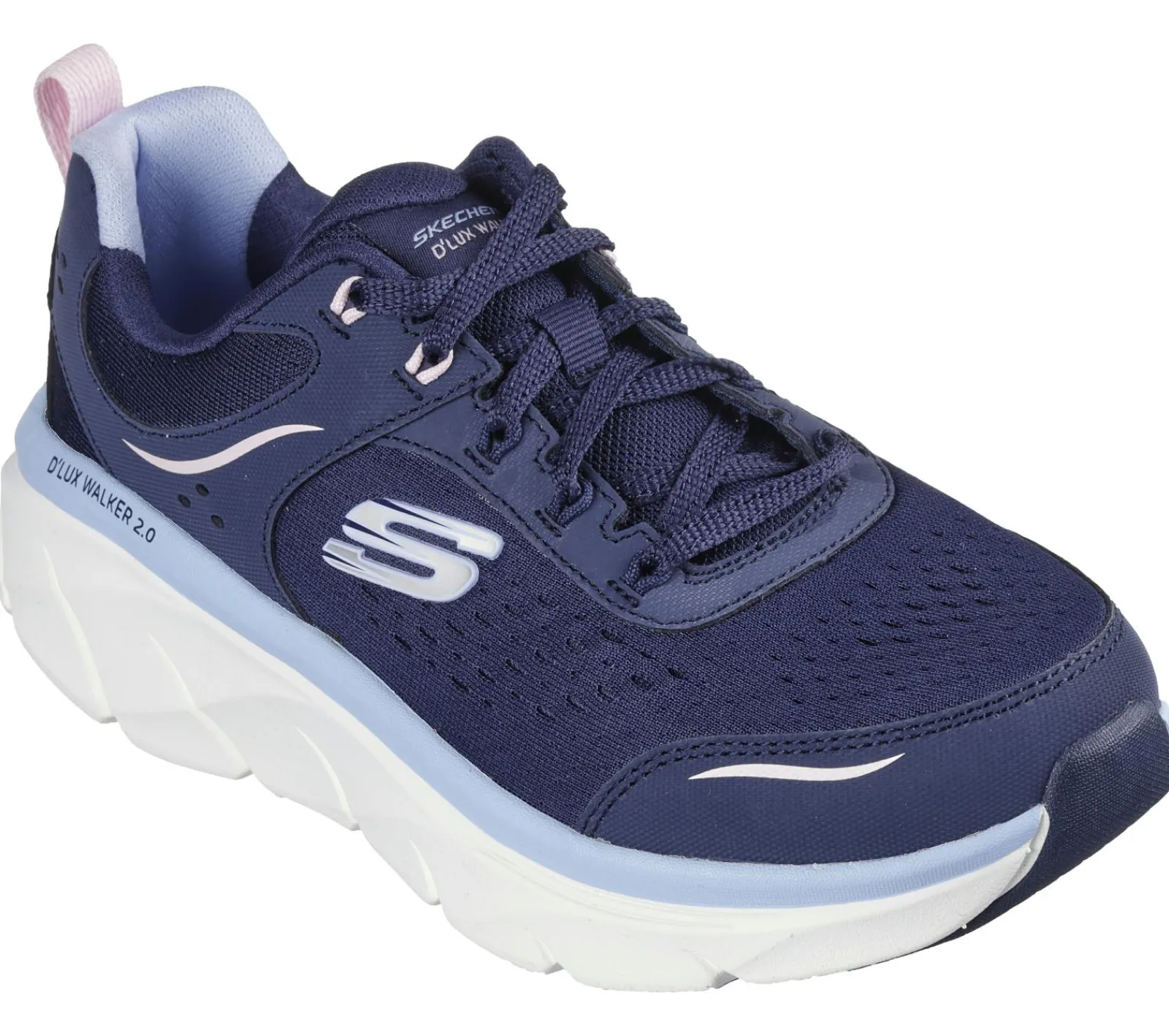 Com Atacadores|Sapatilhas-SKECHERS Relaxed Fit: D'Lux Walker 2.0 - Daisy Doll NAVY / ROSA