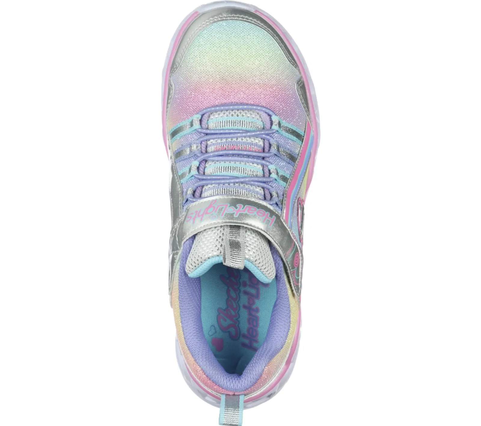 Luzes|Sapatilhas-SKECHERS S Lights: Heart Lights - Rainbow Lux PRATEADO / MULTICOR