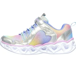 Luzes|Sapatilhas-SKECHERS S Lights: Heart Lights - Rainbow Lux PRATEADO / MULTICOR