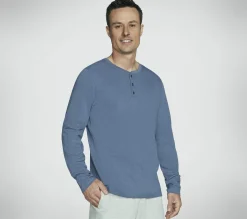 Partes De Cima|Partes De Cima-SKECHERS SKECH-BREEZE Slub L/S Henley AZUL / CINZENTO