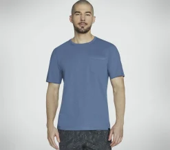 Partes De Cima|Partes De Cima-SKECHERS SKECH-BREEZE Slub Pocket Tee AZUL / CINZENTO
