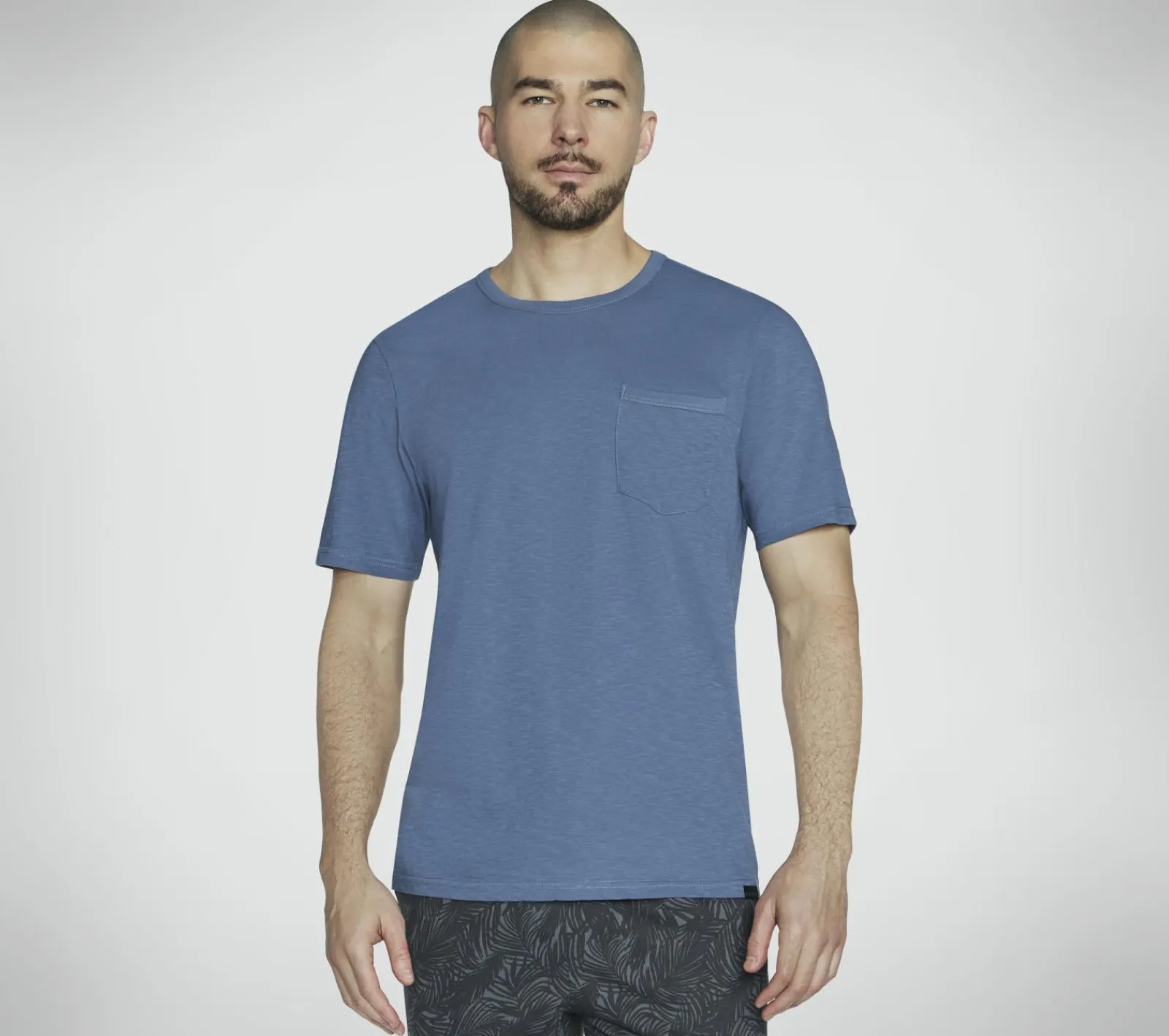 Partes De Cima|Partes De Cima-SKECHERS SKECH-BREEZE Slub Pocket Tee AZUL / CINZENTO