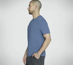 Partes De Cima|Partes De Cima-SKECHERS SKECH-BREEZE Slub Pocket Tee AZUL / CINZENTO