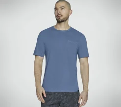 Partes De Cima|Partes De Cima-SKECHERS SKECH-BREEZE Slub Pocket Tee AZUL / CINZENTO