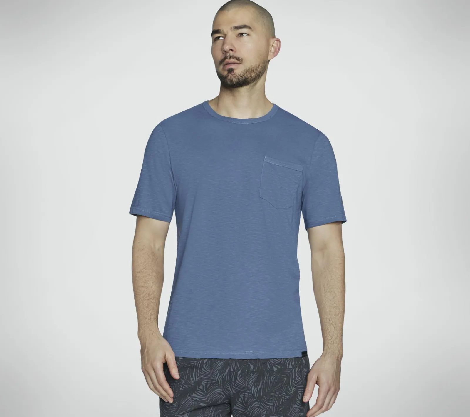 Partes De Cima|Partes De Cima-SKECHERS SKECH-BREEZE Slub Pocket Tee AZUL / CINZENTO