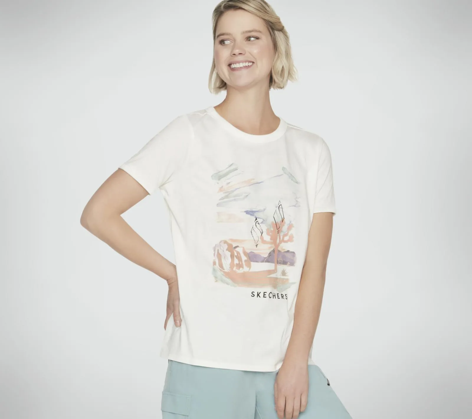 Partes De Cima|Partes De Cima-SKECHERS Airbrush Tee BRANCO / PRATEADO
