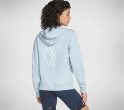Partes De Cima|Partes De Cima-SKECHERS Apparel Diamond Crown Front Zip Hoodie BLUE / POWDER BLUE
