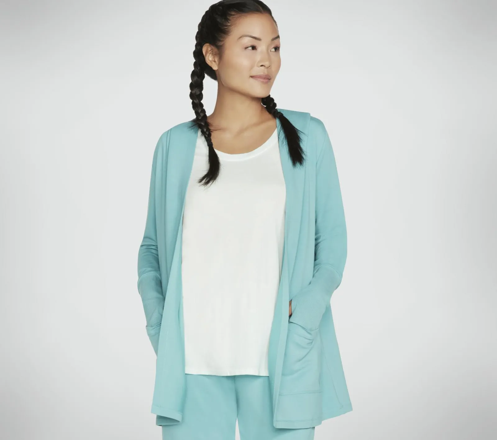 Partes De Cima|Partes De Cima-SKECHERS Apparel Everyday Belted Hoodigan TURQUESA