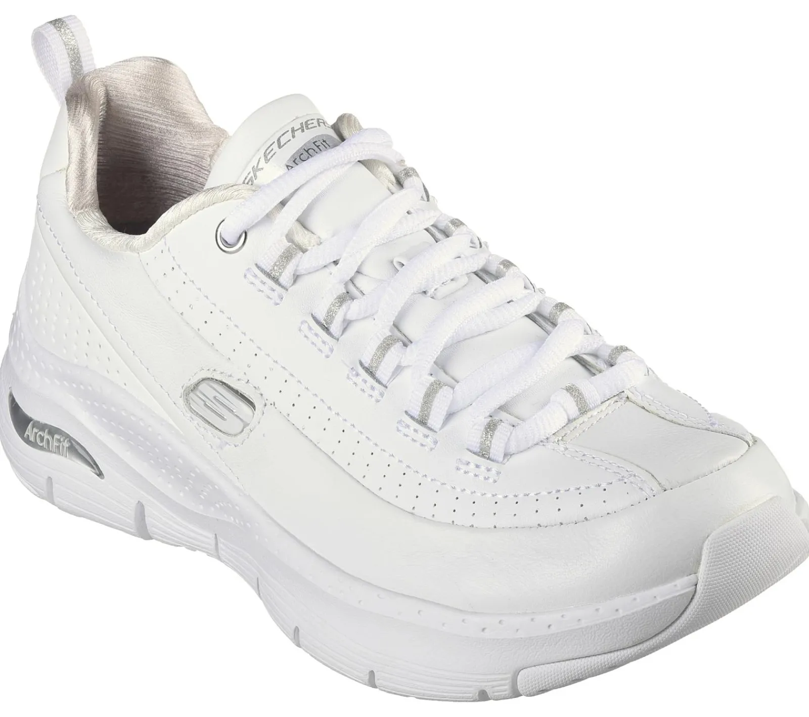 Sapatilhas-SKECHERS Arch Fit - Citi Drive BRANCO / PRATEADO
