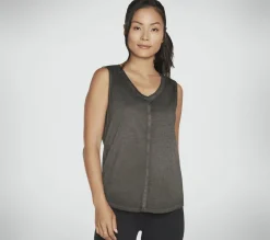 Partes De Cima|Partes De Cima-SKECHERS Diamond Wash Hatha V-neck Tank PRETO