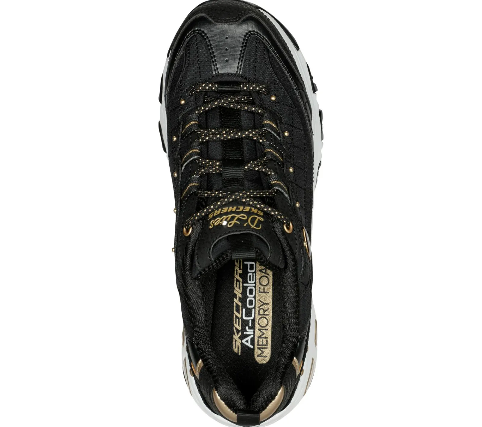 Com Atacadores|Sapatilhas Casuais-SKECHERS D'Lites PRETO / DOURADO