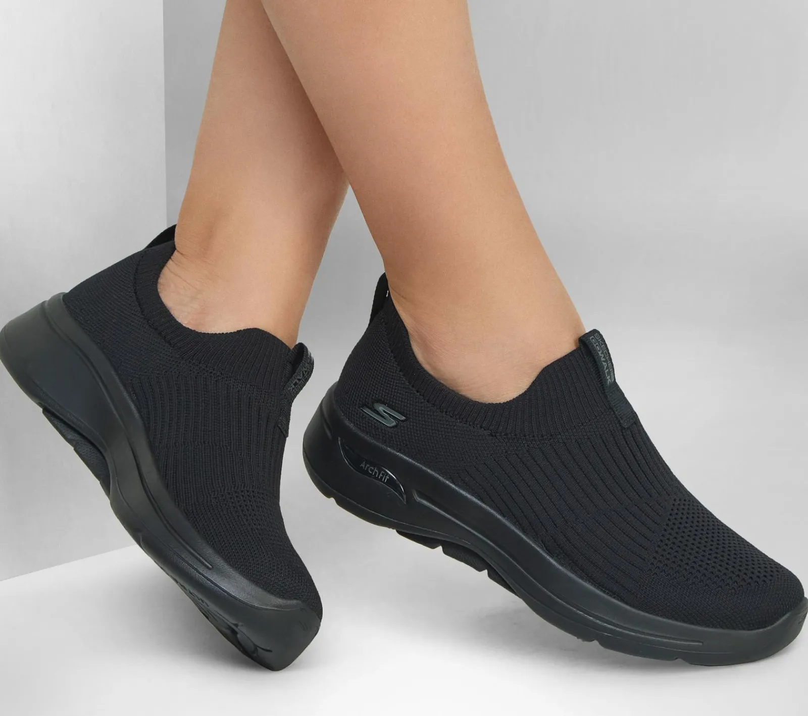 Calçado Sem Atacadores|Sapatilhas Casuais-SKECHERS GO WALK Arch Fit - Iconic PRETO