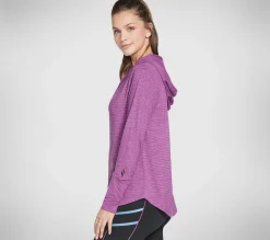 Partes De Cima|Partes De Cima-SKECHERS GOwalk Harmony Stripe Hoodie ROXO / ROSA CHOQUE