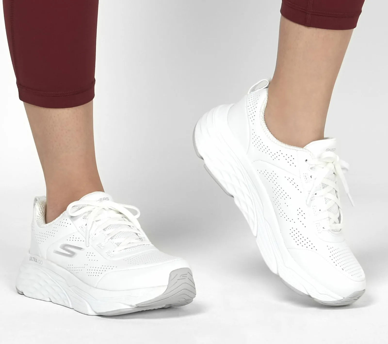 Com Atacadores|Sapatilhas-SKECHERS Max Cushioning Elite - Step Up BRANCO / PRATEADO