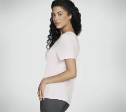 Partes De Cima|Partes De Cima-SKECHERS Metallic Logo Tee ROSA / PRATEADO
