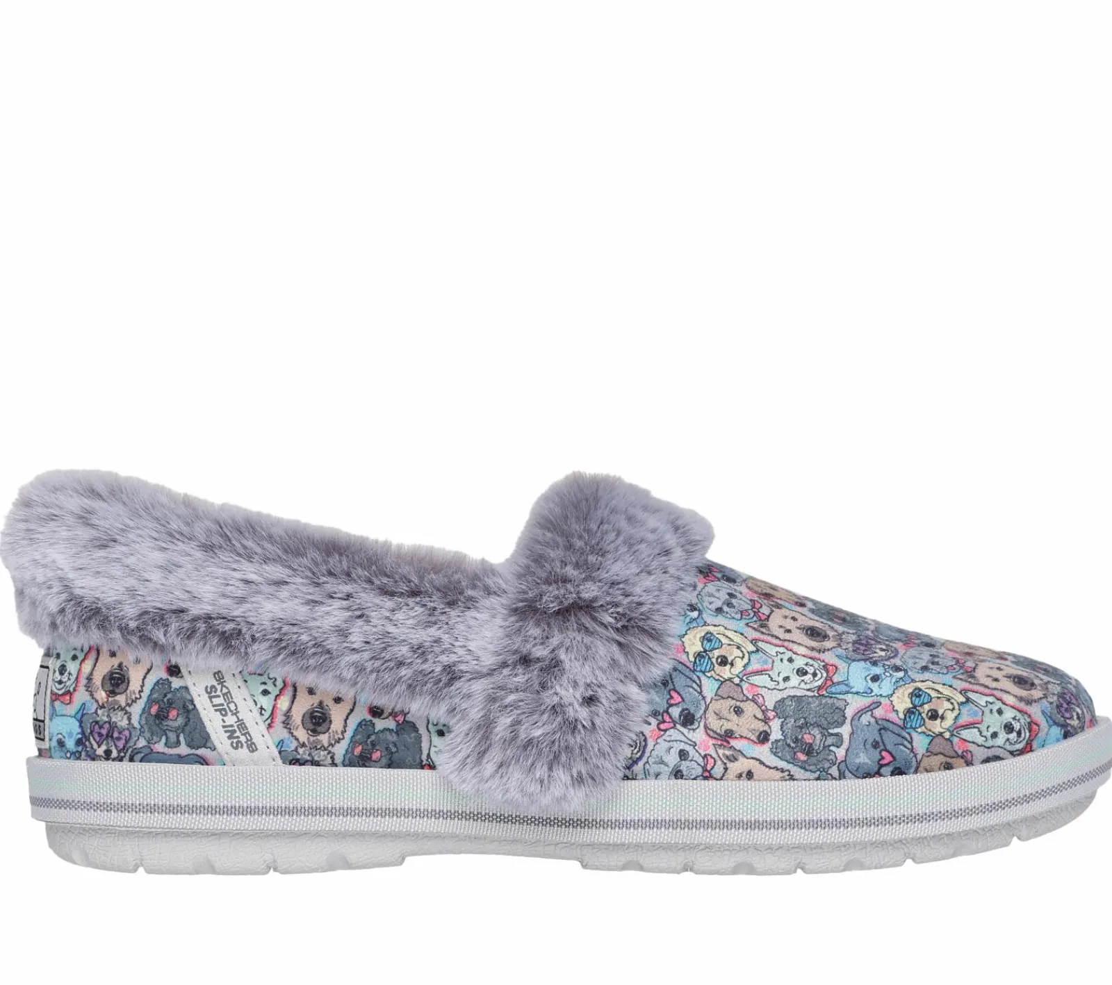 Calçado Sem Atacadores|Slippers-SKECHERS Slip-ins: BOBS Too Cozy - Family Tree CINZENTO / MENTA