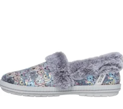 Calçado Sem Atacadores|Slippers-SKECHERS Slip-ins: BOBS Too Cozy - Family Tree CINZENTO / MENTA