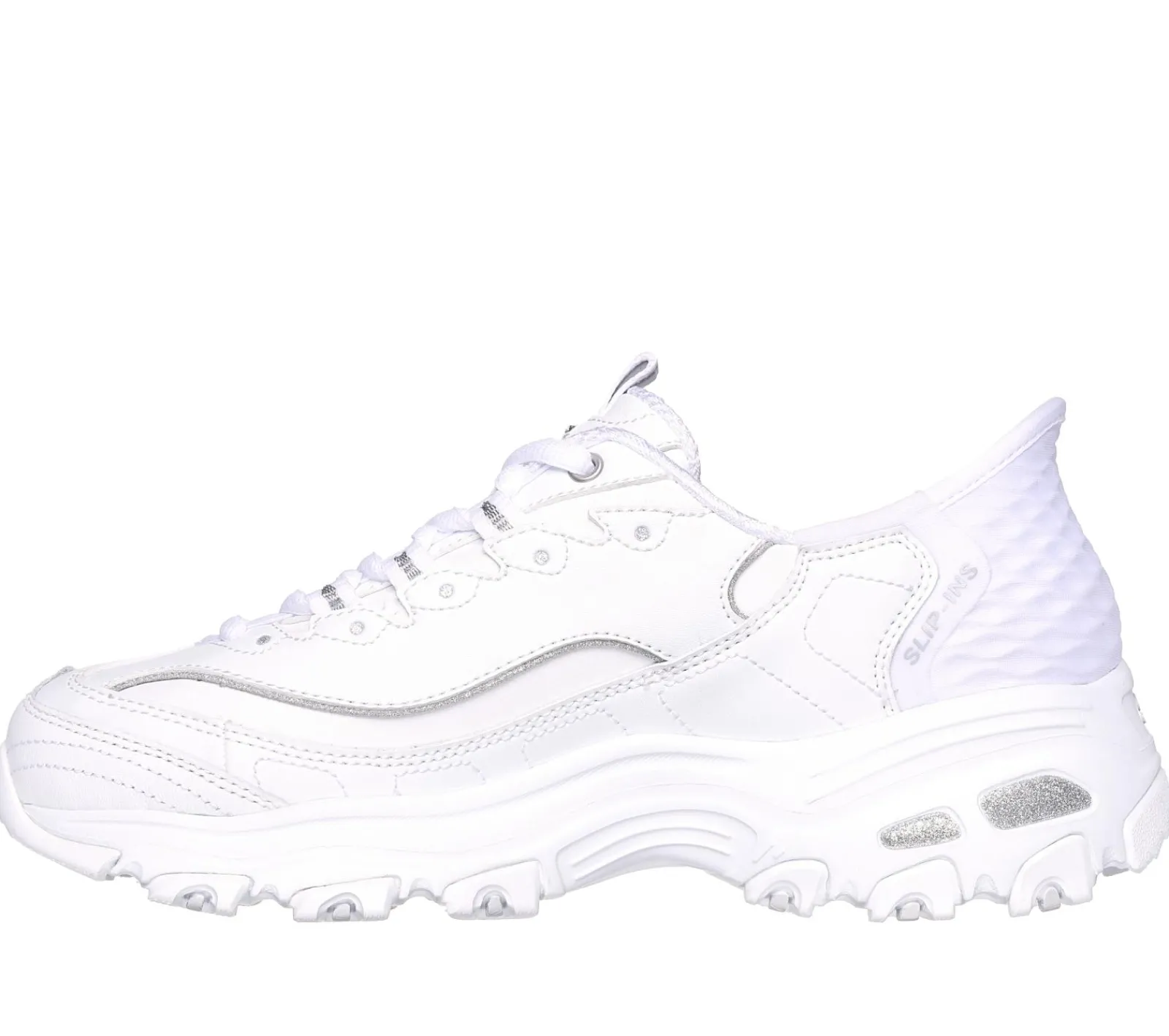 Calçado Sem Atacadores|Hands Free Slip-Ins-SKECHERS Slip-ins: D'Lites - New Scene BRANCO / PRATEADO