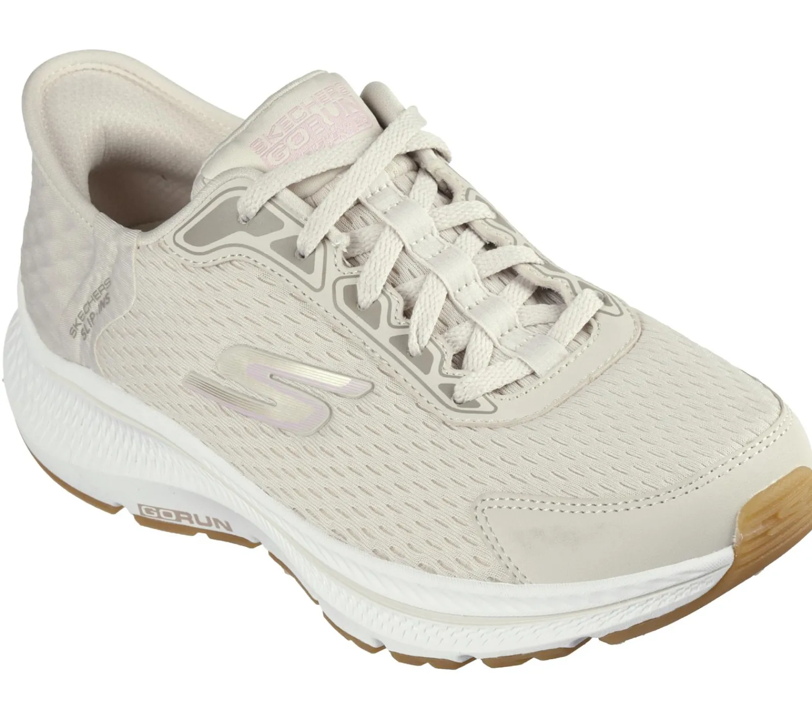 Com Atacadores|Calçado Sem Atacadores-SKECHERS Slip-ins: GO RUN Consistent 2.0 - Endure NATURAL / ROSA