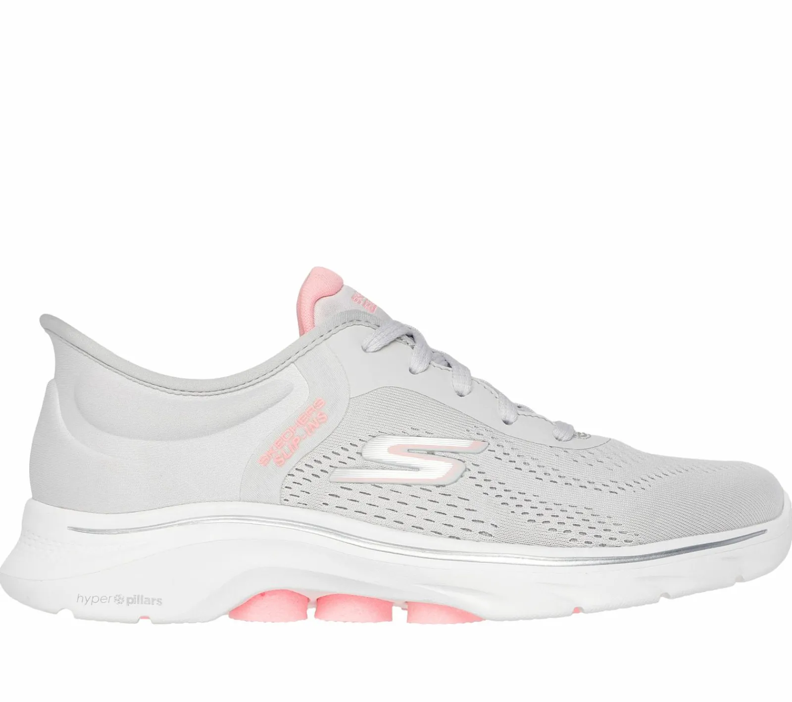 Calçado Sem Atacadores|Hands Free Slip-Ins-SKECHERS Slip-ins: GO WALK 7 - Valin CINZENTO / ROSA