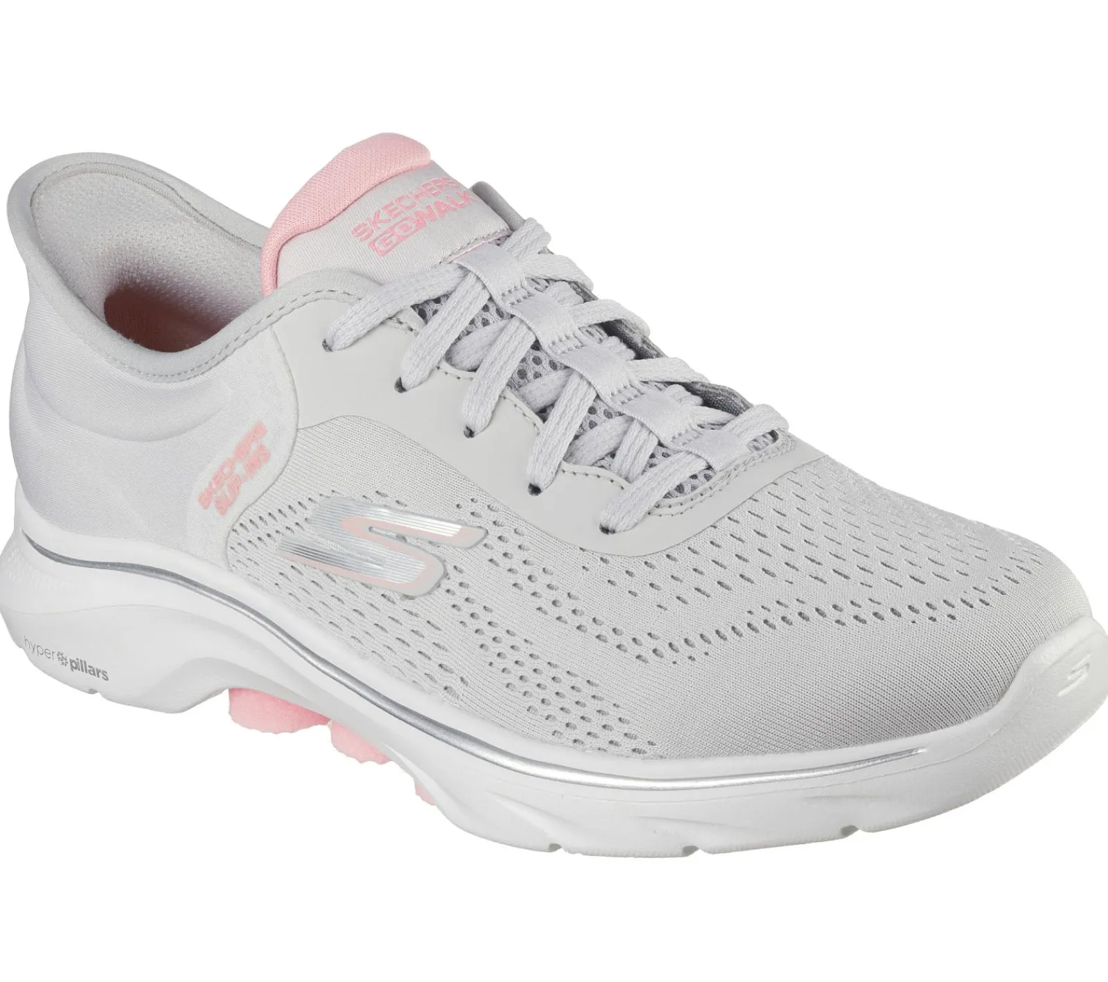 Calçado Sem Atacadores|Hands Free Slip-Ins-SKECHERS Slip-ins: GO WALK 7 - Valin CINZENTO / ROSA