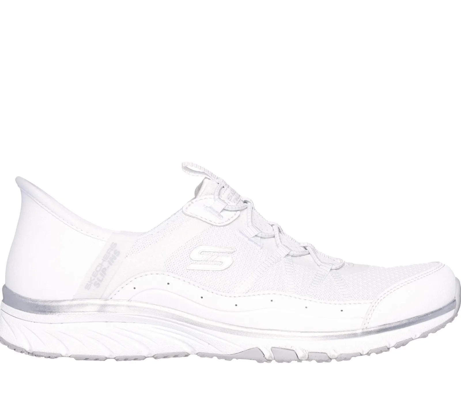 Calçado Sem Atacadores|Hands Free Slip-Ins-SKECHERS Slip-ins: Gratis Sport - Leisurely BRANCO / PRATEADO