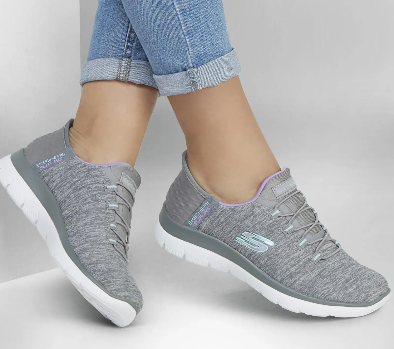Calçado Sem Atacadores|Hands Free Slip-Ins-SKECHERS Slip-ins: Summits - Dazzling Haze CINZENTO / MENTA