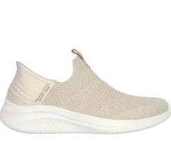 Hands Free Slip-Ins|Sapatilhas Casuais-SKECHERS Slip-ins: Ultra Flex 3.0 - Glitter Me NATURAL / DOURADO