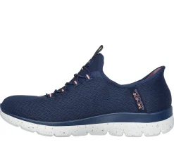 Calçado Sem Atacadores|Hands Free Slip-Ins-SKECHERS Slip-ins Waterproof: Summits - Best Choice NAVY / CORAL