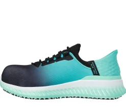 Work & Safety|Calçado Sem Atacadores-SKECHERS Slip-ins Work: Tilido - Ombray PRETO / VERDE AZULADO