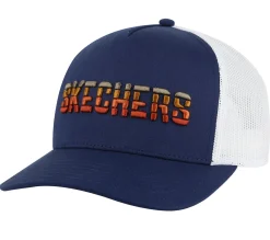 Acessórios-SKECHERS Textured Logo Trucker Hat CARVÃO / NAVY