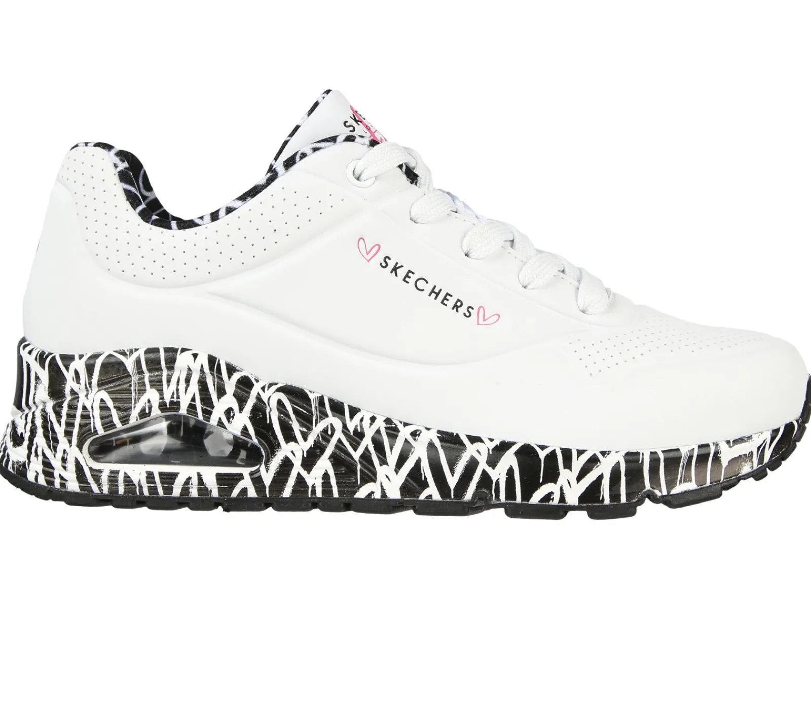 Com Atacadores|Sapatilhas-SKECHERS X JGoldcrown: Uno - Loving Love BRANCO / PRETO