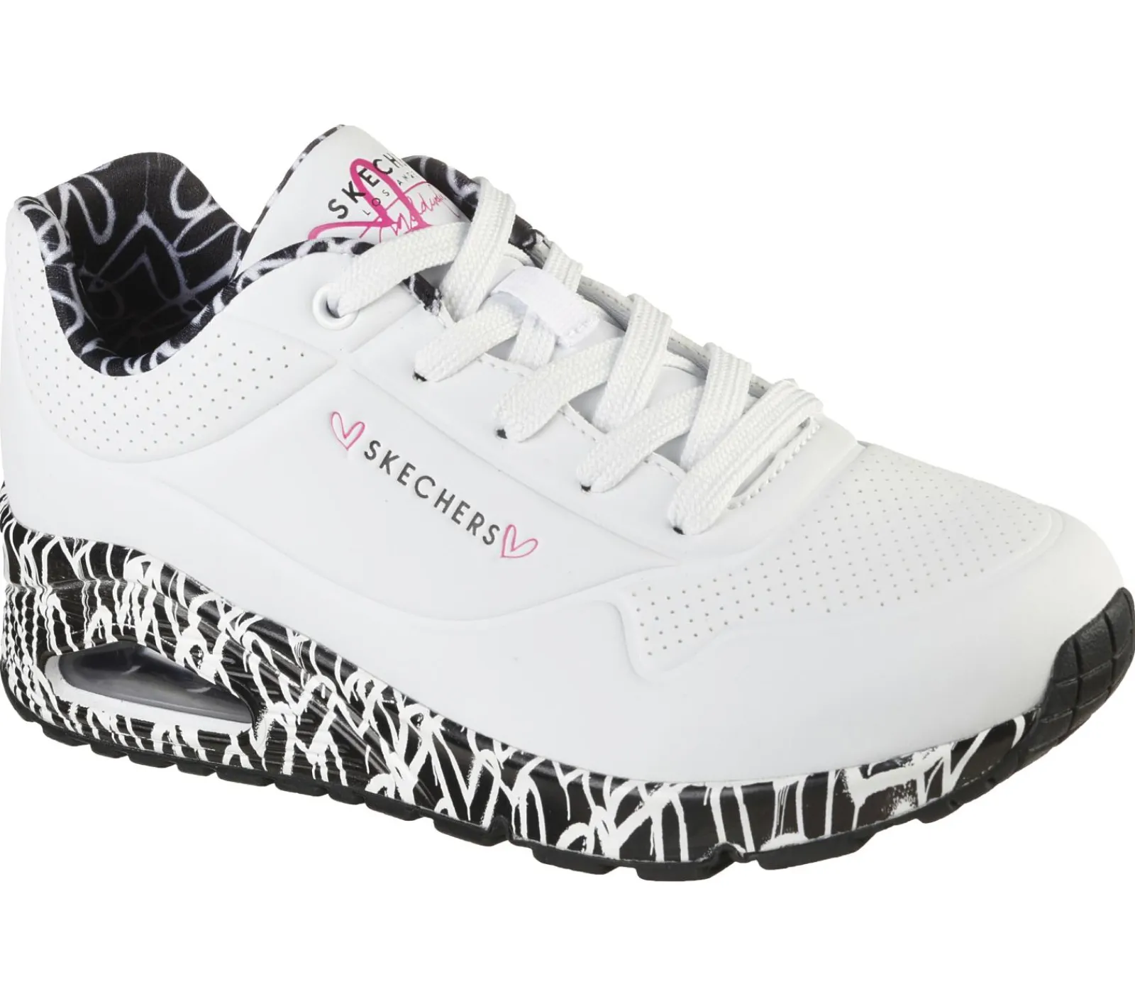 Com Atacadores|Sapatilhas-SKECHERS X JGoldcrown: Uno - Loving Love BRANCO / PRETO