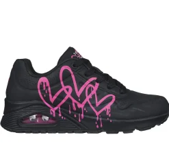 Com Atacadores|Sapatilhas Casuais-SKECHERS X JGoldcrown: Uno - Dripping In Love PRETO / ROSA