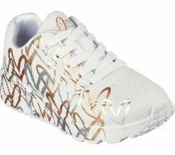Sapatilhas-SKECHERS X JGoldcrown: Uno Lite - Metallic Love BRANCO / DOURADO