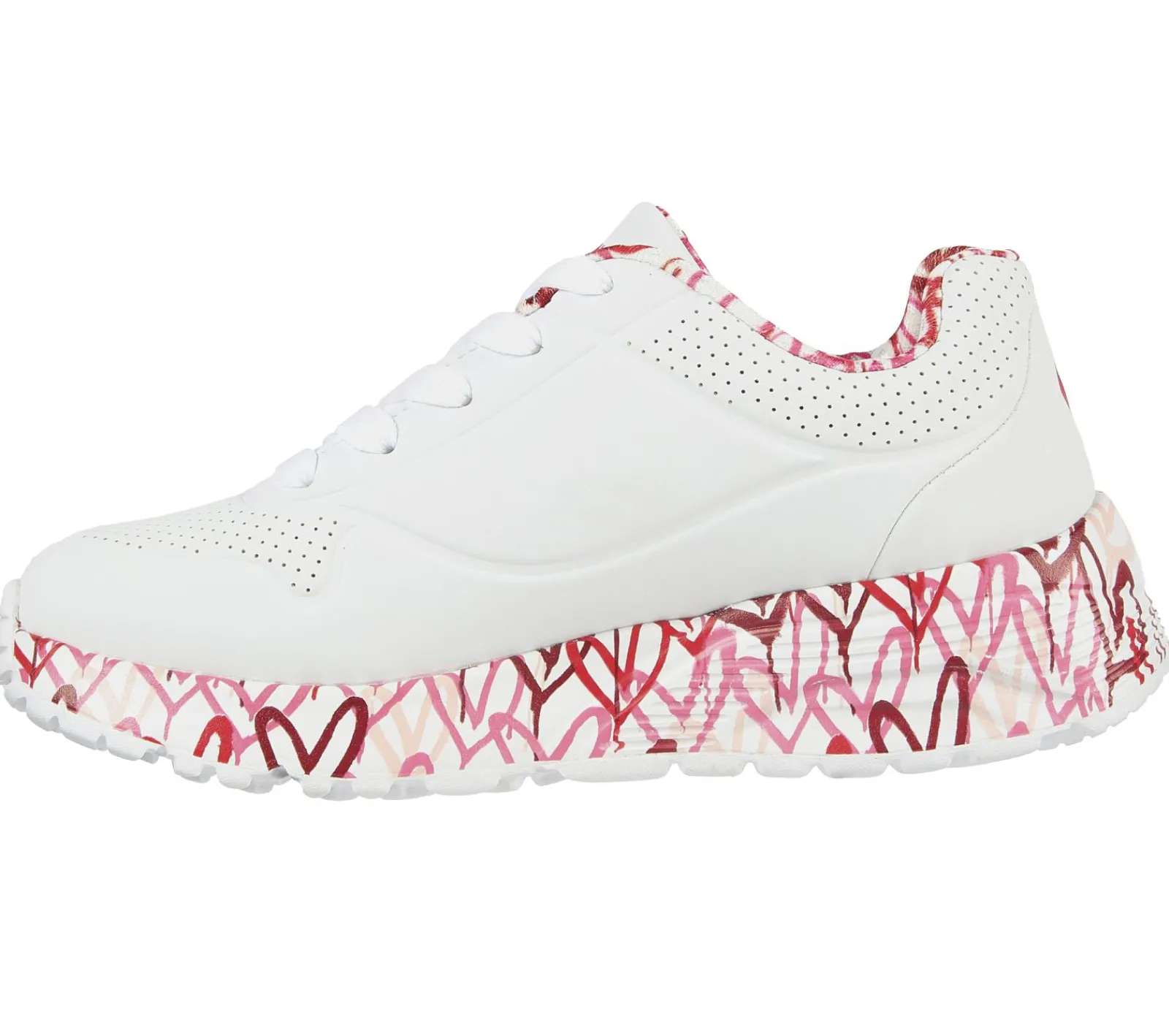 Com Atacadores|Sapatilhas-SKECHERS X JGoldcrown: Uno Lite - Lovely Luv BRANCO / VERMELHO