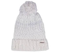 Acessórios Para A Cabeça|Chapéus E Gorros-SKECHERS Slub Knit Ivory Pom-Pom Beanie BRANCO SUJO