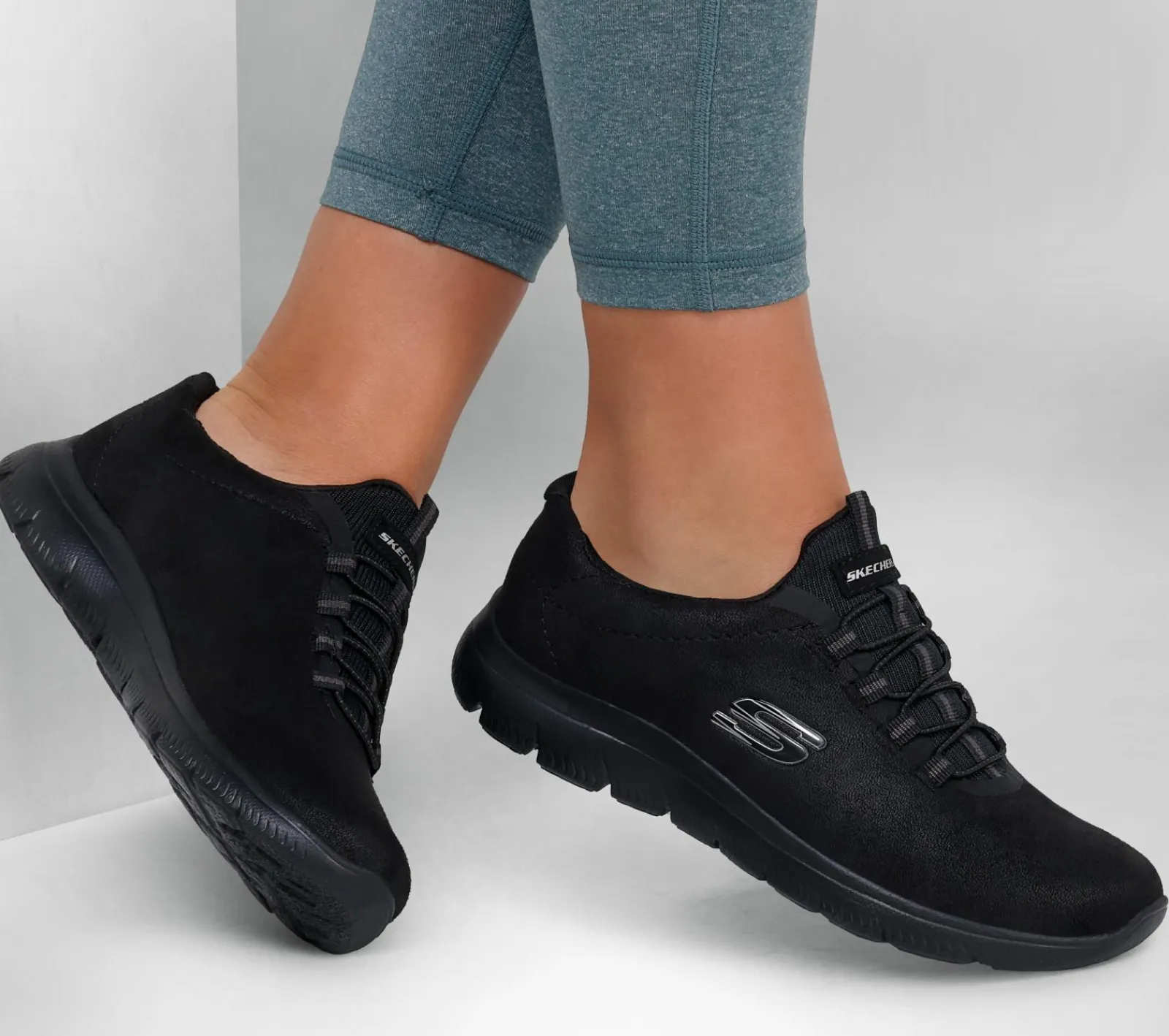 Calçado Sem Atacadores|Sapatilhas-SKECHERS Summits - Oh So Smooth PRETO