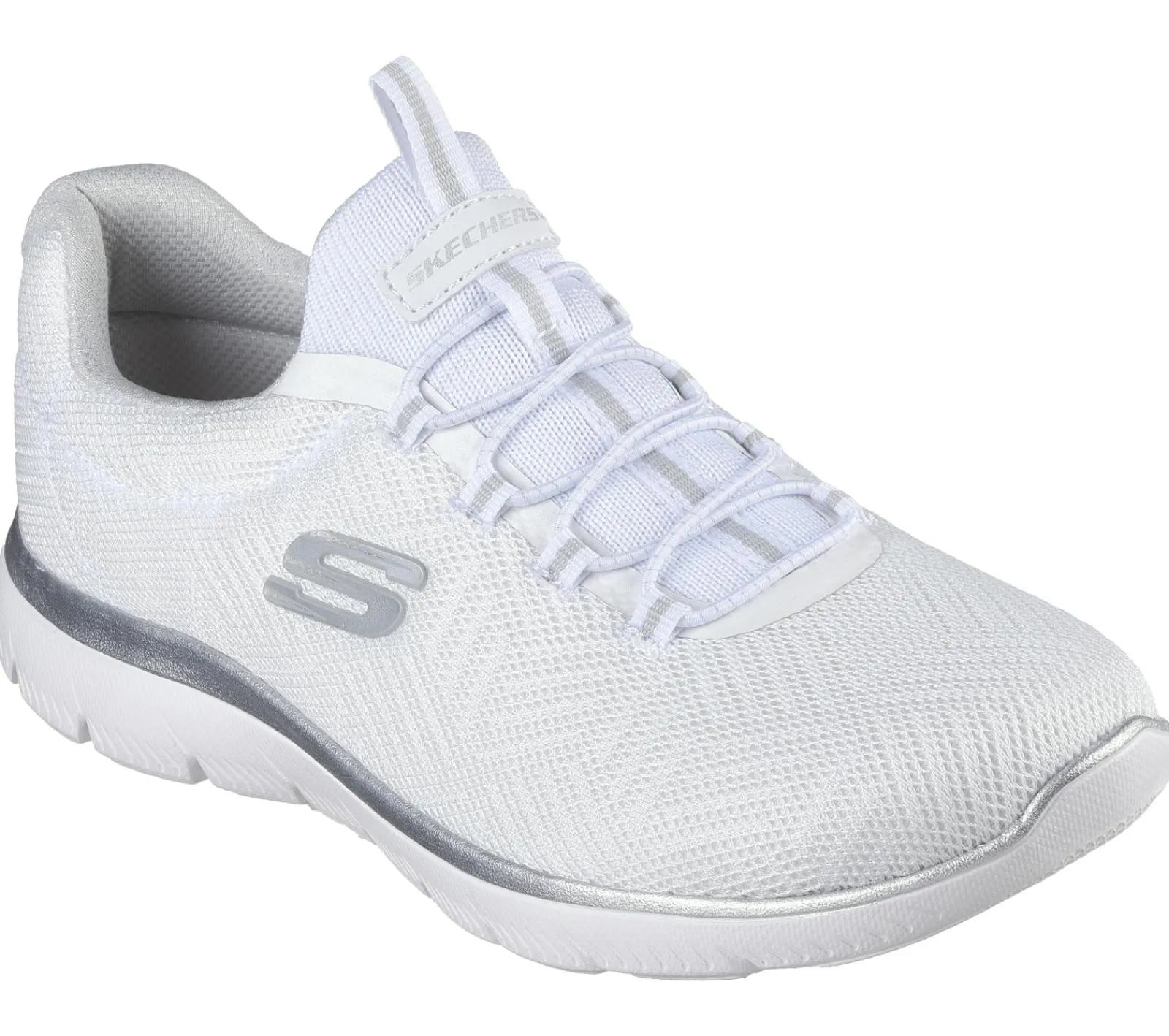 Calçado Sem Atacadores|Sapatilhas Casuais-SKECHERS Summits - Artistry Chic BRANCO / PRATEADO